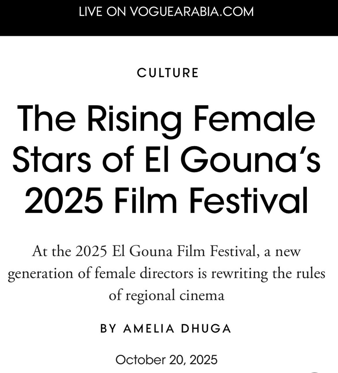 Screenshot of Vogue Arabia coverage
